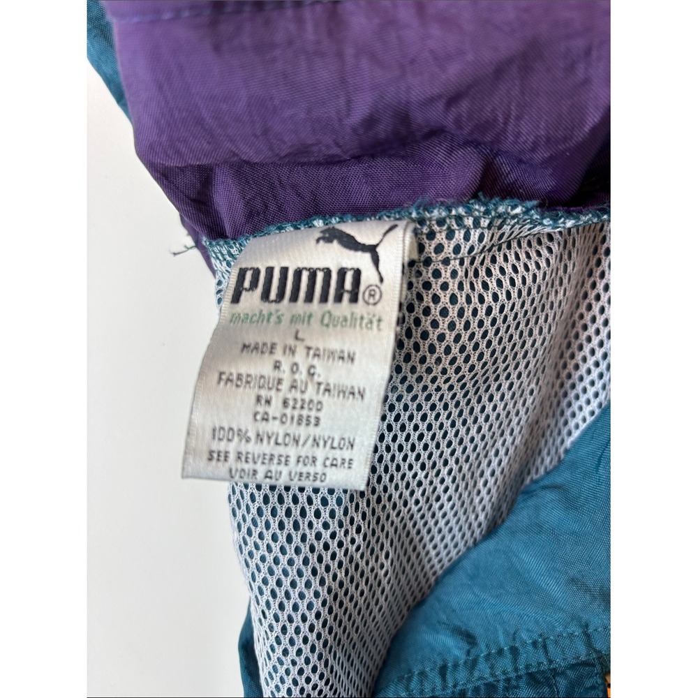 Puma Tracksuit Teal Purple Orange Unisex Large Vintage 90s Colorblock 2pc Set - Picture 5 of 16
